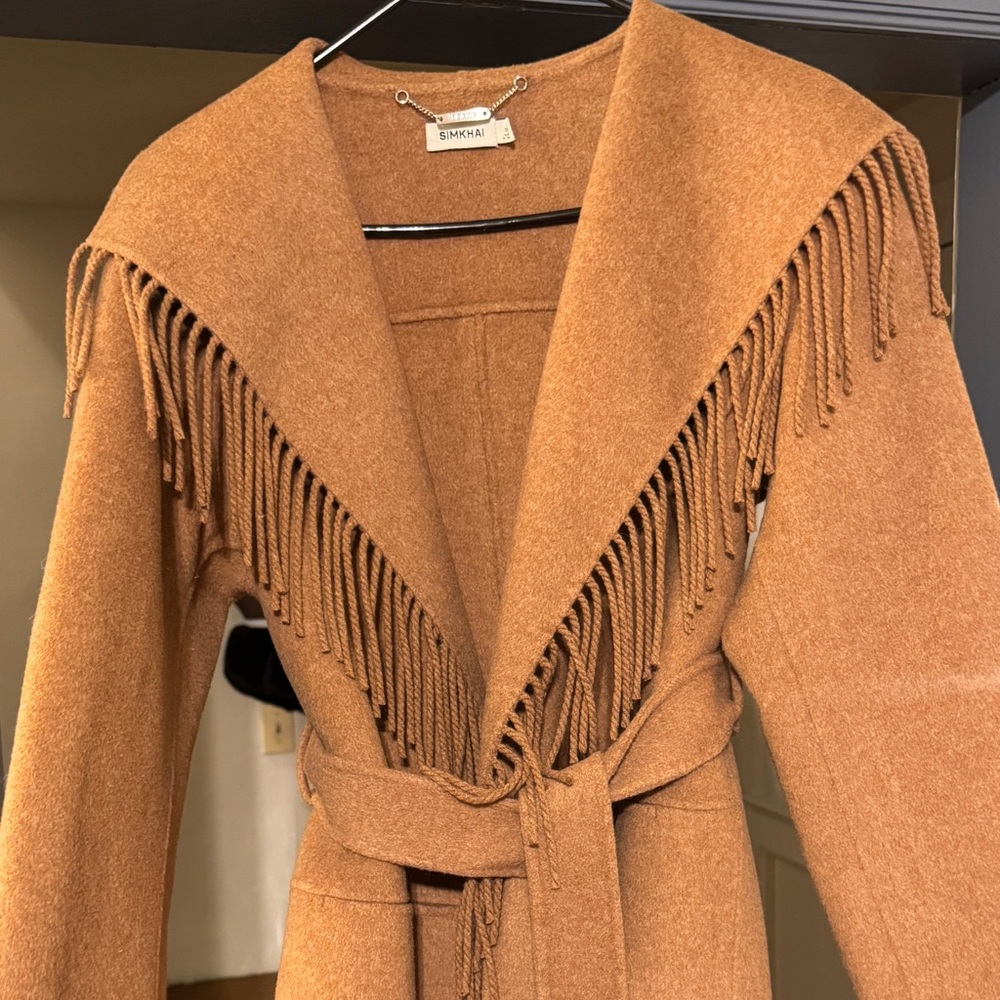 SIMKHAI Rowen Fringe Belted Wool Jacket - Picture 14 of 16